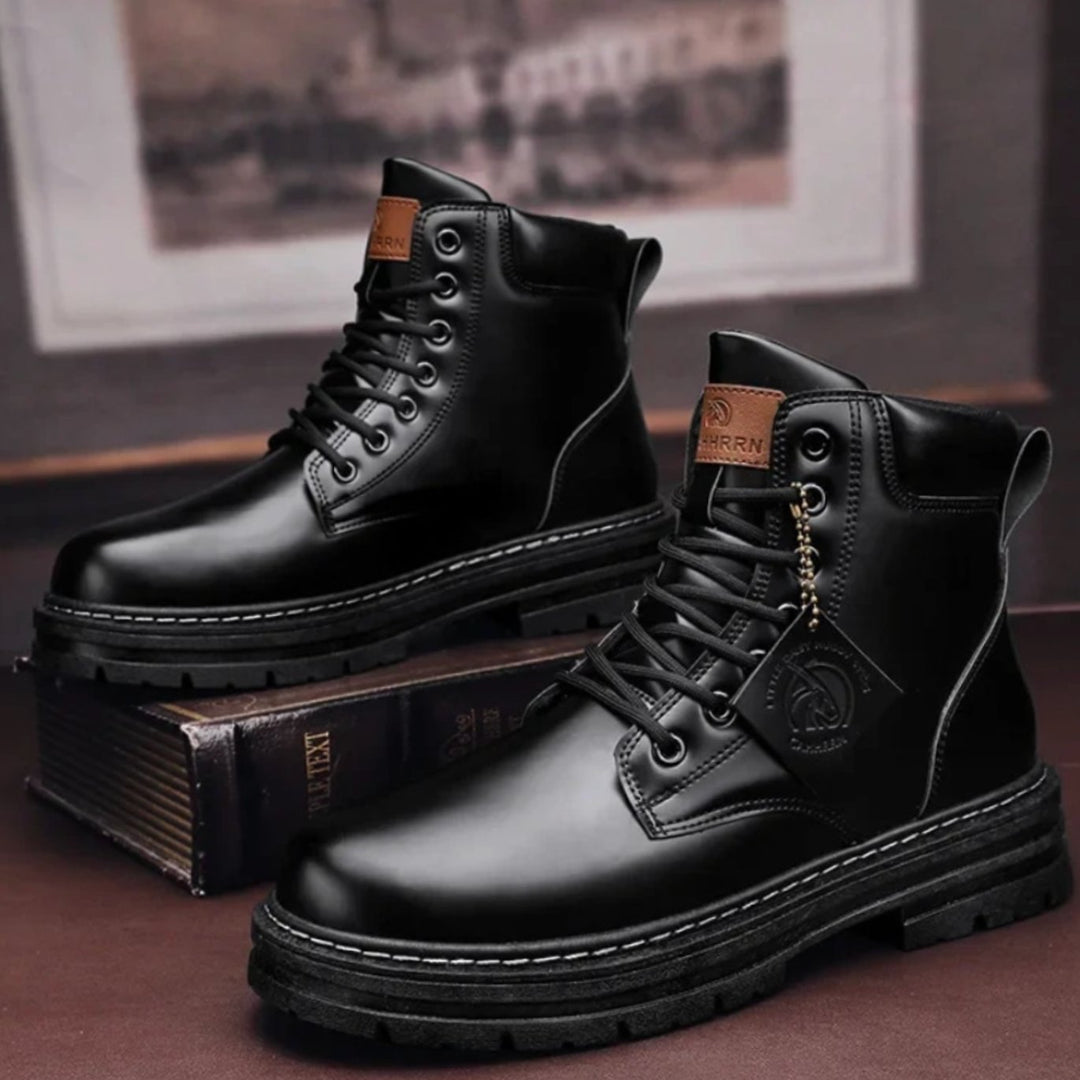 Men's Heavy-Duty Ankle Lace Up Boots Rugged Work Style - Black