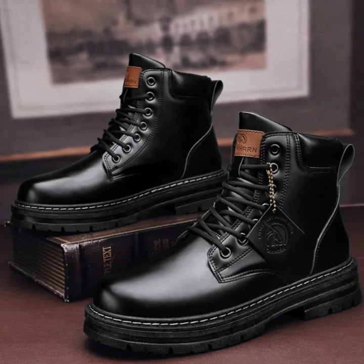 Men's Heavy-Duty Ankle Lace Up Boots Rugged Work Style - Black