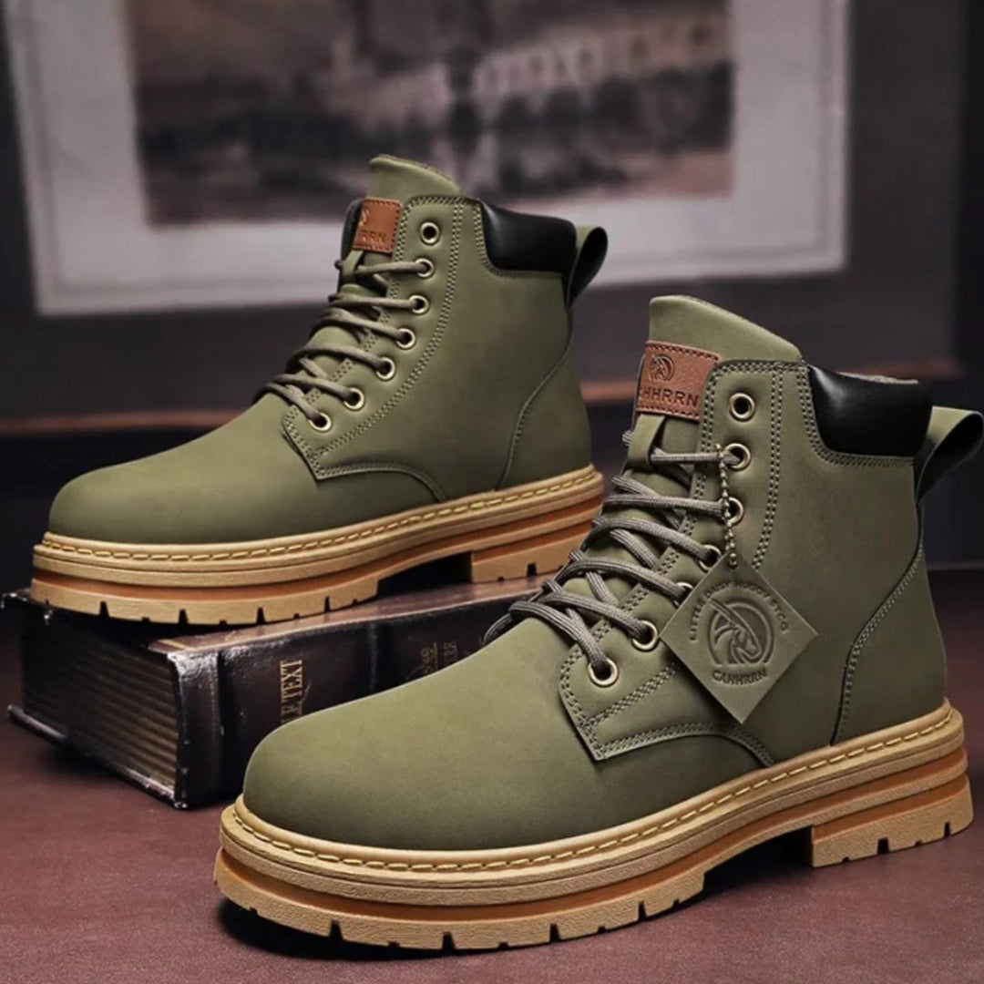 Men's Heavy-Duty Ankle Lace Up Boots Rugged Work Style - Green