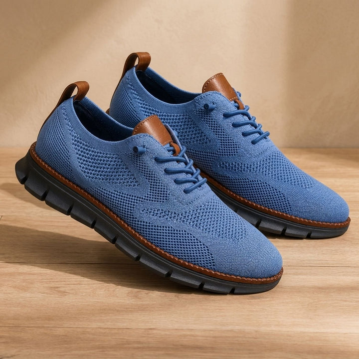 Men's Knit Lace-Up Orthopedic Flex-Sole Sneakers - Blue Black