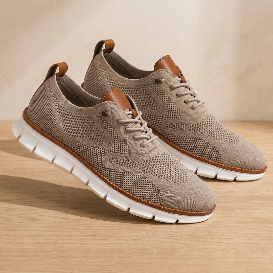 Men's Knit Lace-Up Orthopedic Flex-Sole Sneakers - Brown
