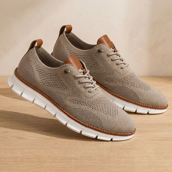 Men's Knit Lace-Up Orthopedic Flex-Sole Sneakers - Brown