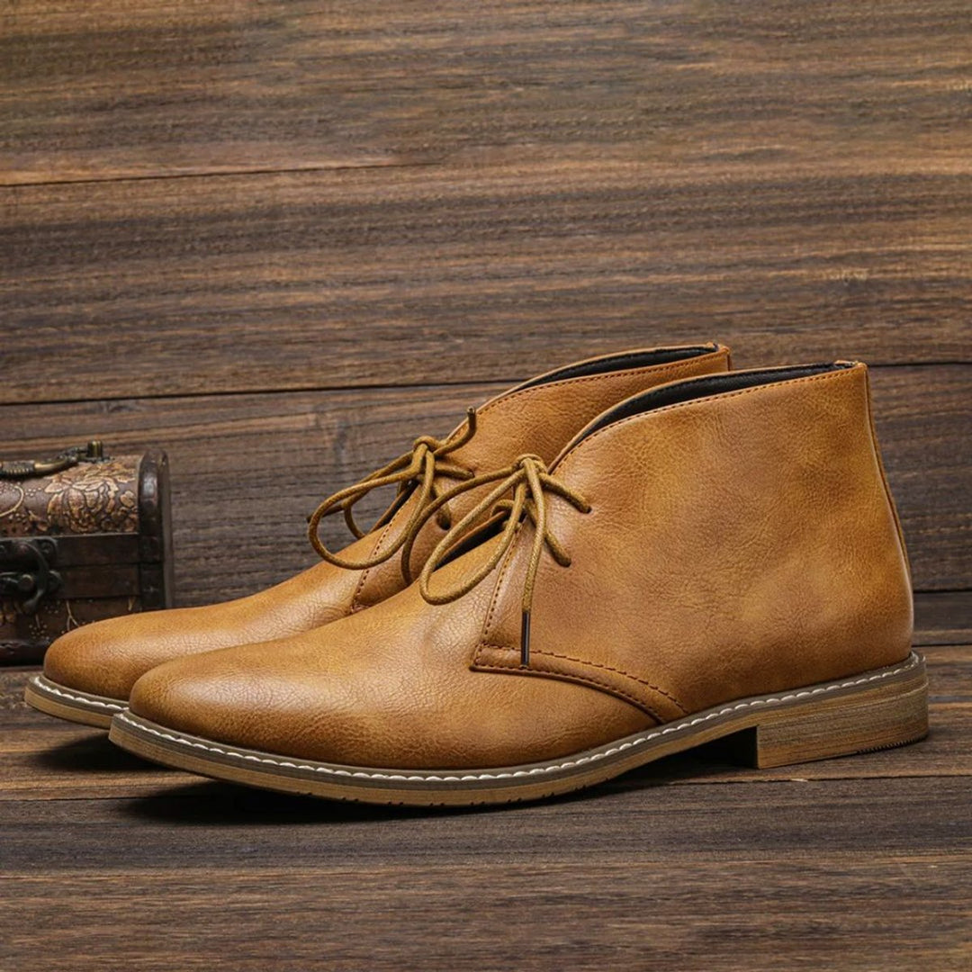 Men's Lace-Up Chukka Ankle Boots Classic Casual Dress Shoes - Brown