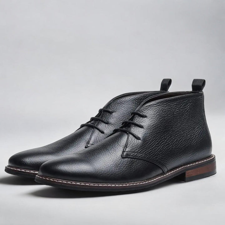 Men's Lace-Up Chukka Ankle Boots Classic Casual Dress Shoes - Black