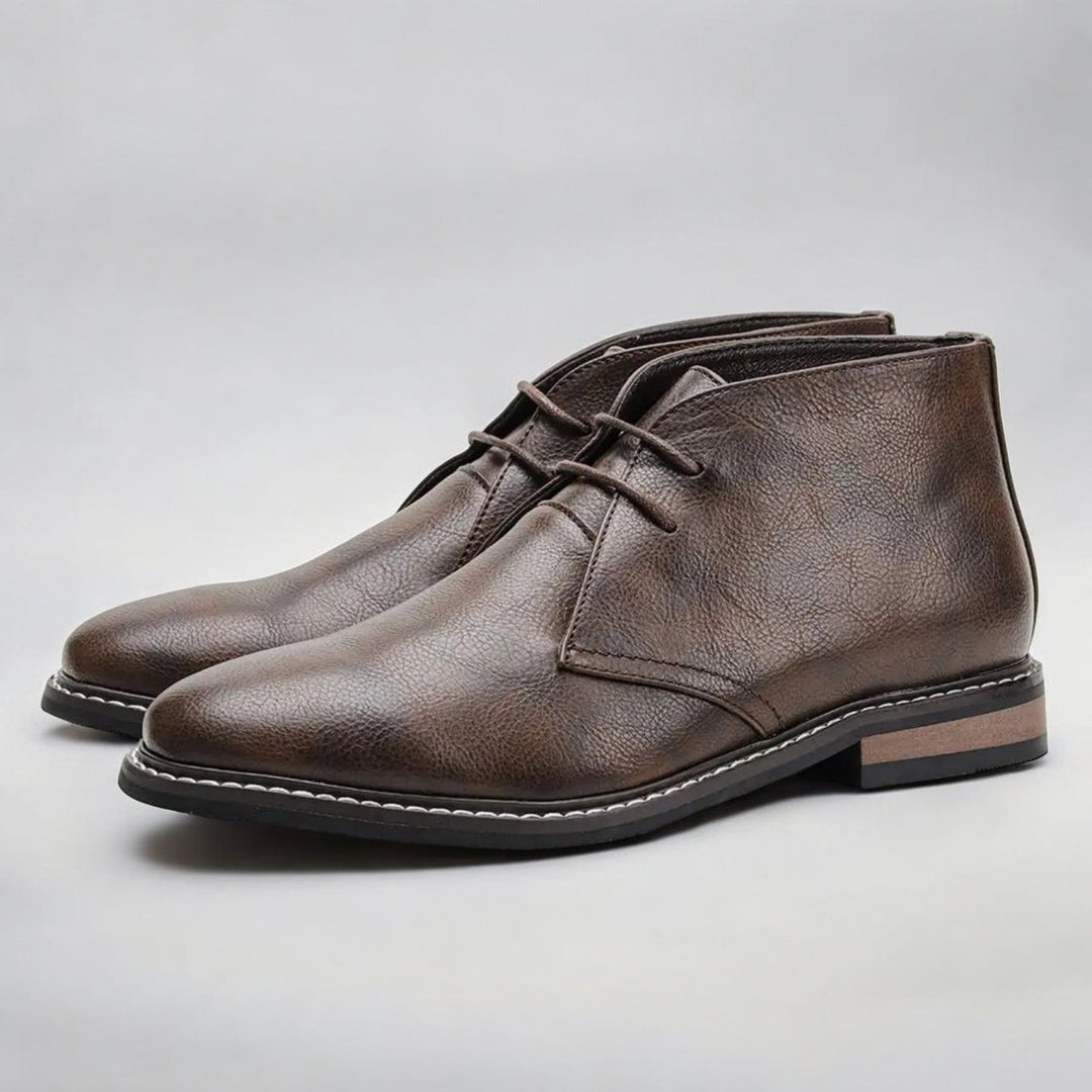 Men's Lace-Up Chukka Ankle Boots Classic Casual Dress Shoes - Dark Brown