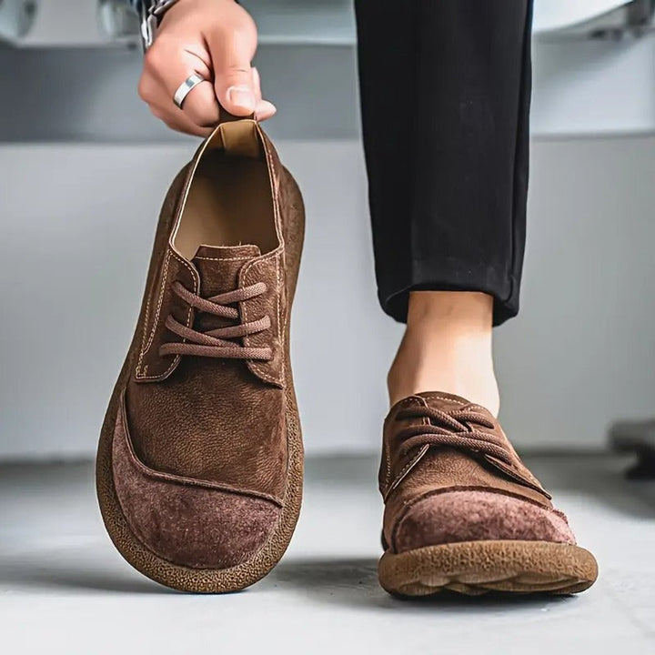 Men's Lace-Up Orthopedic Cushioned Casual Leather Shoes - Brown