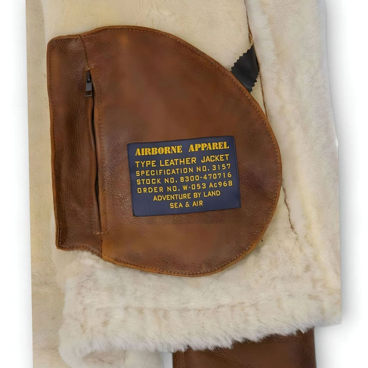 Men's Leather Aviator Bomber Jacket Fur-Lined Hooded Shearling