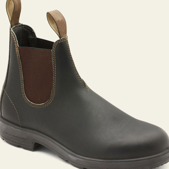 Men's Leather Pull-Tab Slip-On Chelsea Boots - Black Brown