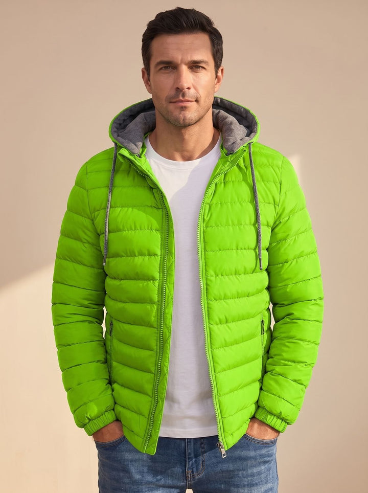 Men's Lightweight Hooded Quilted Puffer Jacket Thermal Insulated