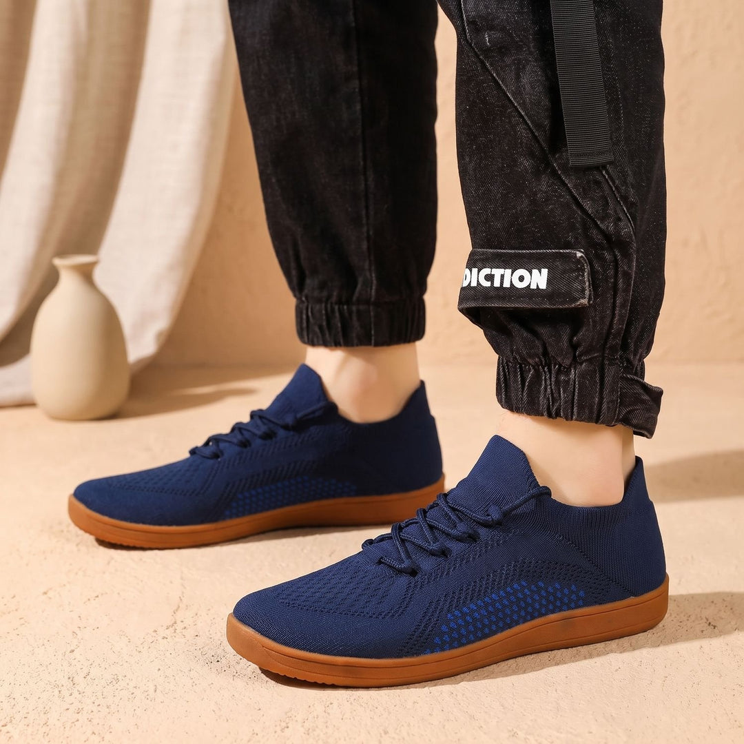 Men's Lightweight Knit Lace-Up Barefoot Sneakers