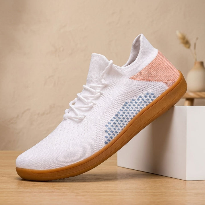 Men's Lightweight Knit Lace-Up Barefoot Sneakers - White