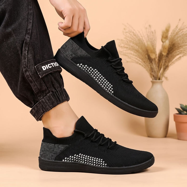 Men's Lightweight Knit Lace-Up Barefoot Sneakers
