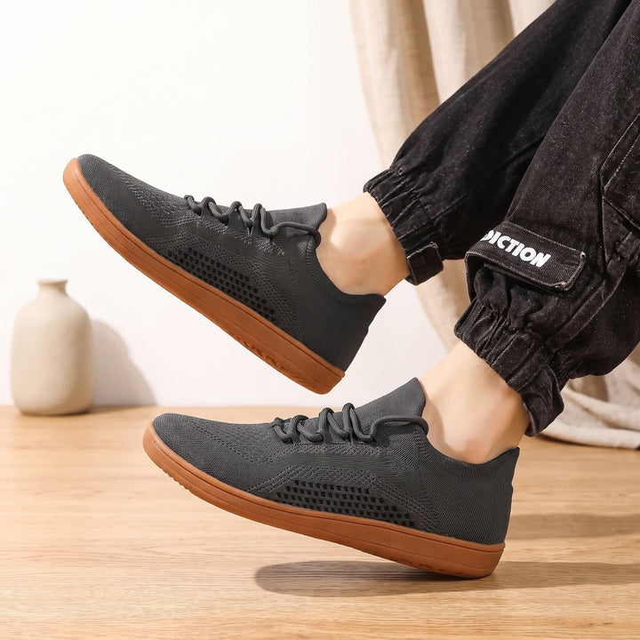 Men's Lightweight Knit Lace-Up Barefoot Sneakers