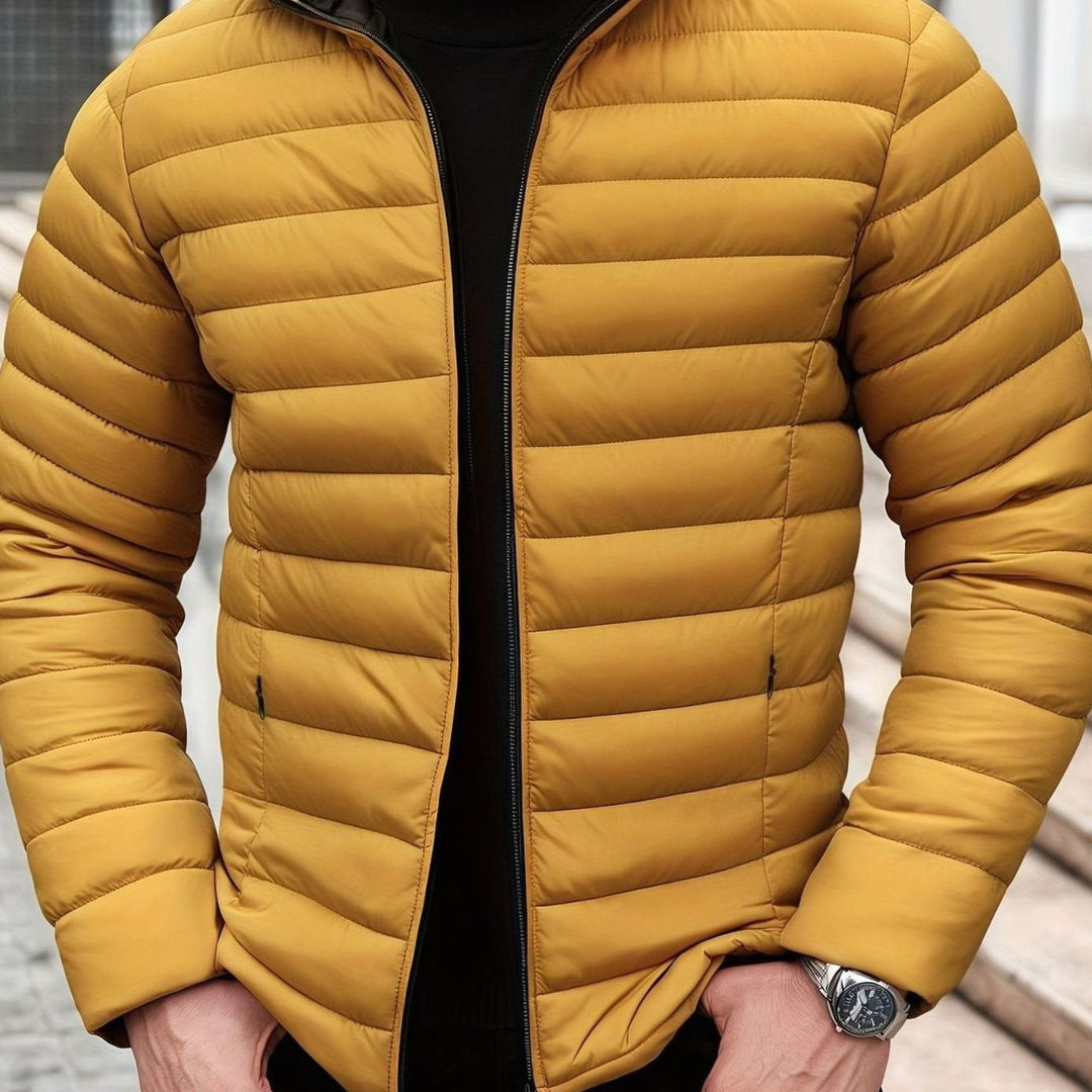 Men's Lightweight Quilted Puffer Zip-Up Jacket - Yellow