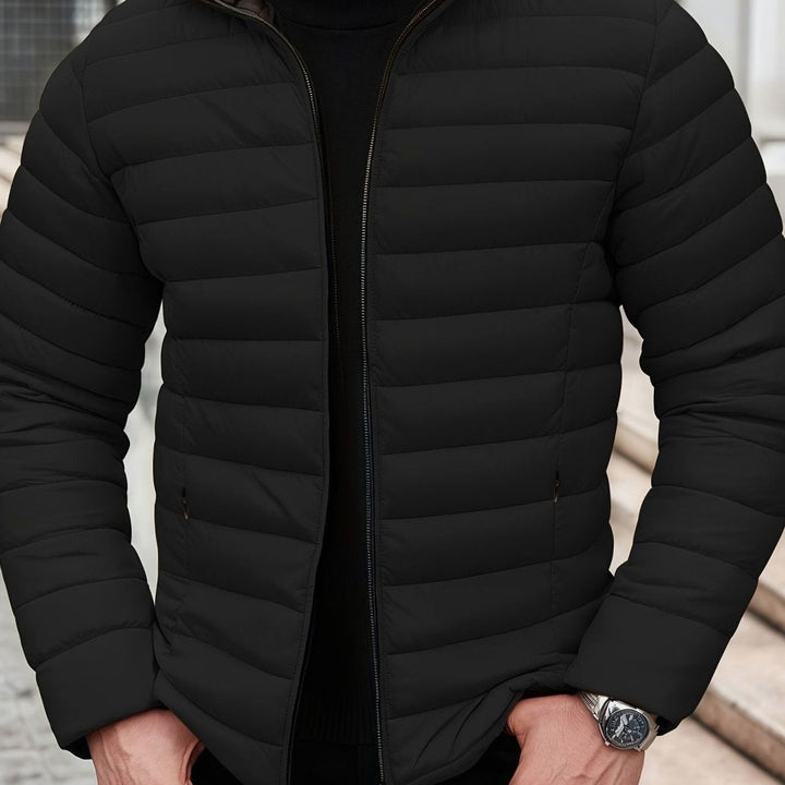 Men's Lightweight Quilted Puffer Zip-Up Jacket - Black