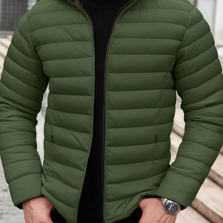 Men's Lightweight Quilted Puffer Zip-Up Jacket - Green