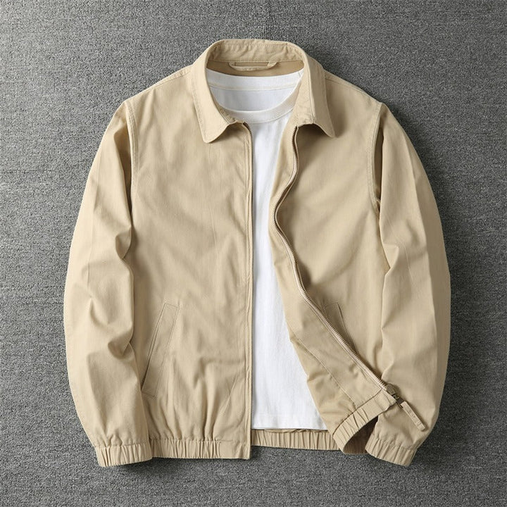 Men's Lightweight Zip-Up Bomber Mens Winter Coat Jacket - Beige