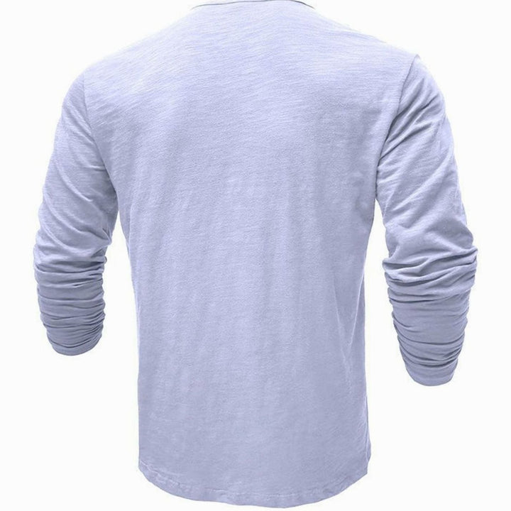 Men's Long-Sleeve Henley Shirt Casual Button-Up Cotton Tee