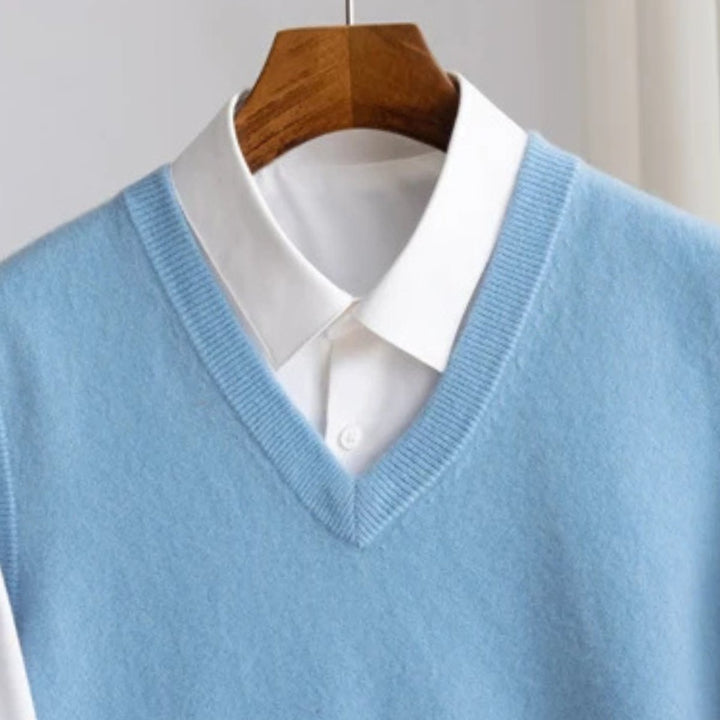 Men's Merino Wool V-Neck Sweater Vest Lightweight Layering