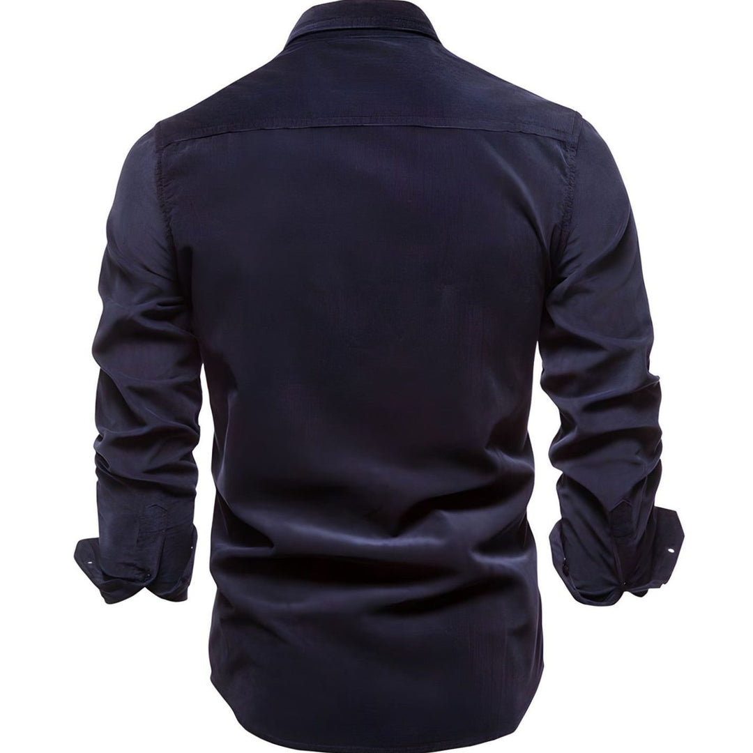 Men's Military-Style Dual-Pocket Long Sleeve Shirt