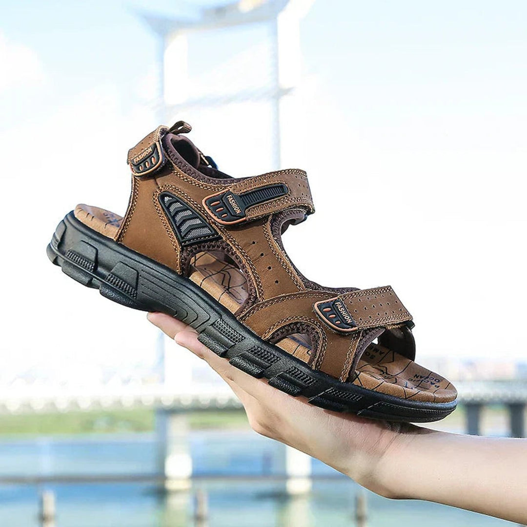 Men's Orthopedic Comfortable Sandals Velcro Leather Open-Toe