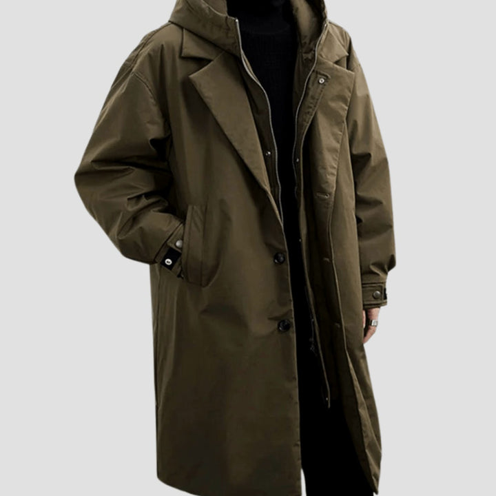 Men's Oversized Hooded Waterproof Long Rain Jacket - Green