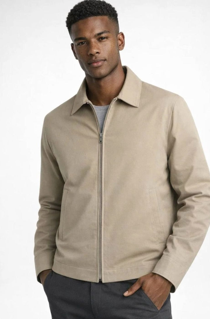Men's Padded Full-Zip Harrington Jacket - Beige