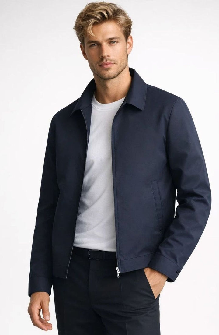 Men's Padded Full-Zip Harrington Jacket - Navy Blue
