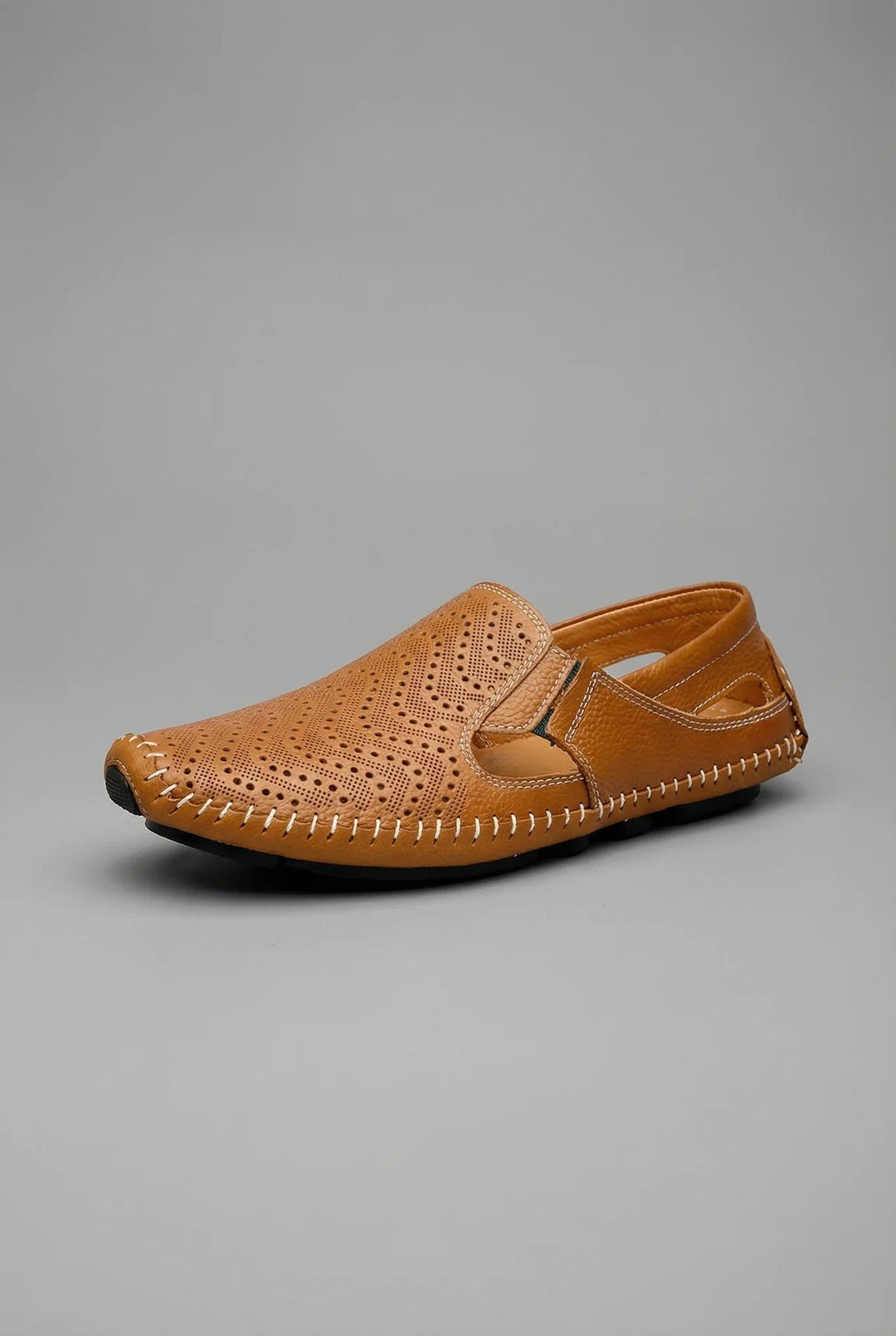Men's Perforated Slip-On Breathable Summer Driving Loafers - Brown