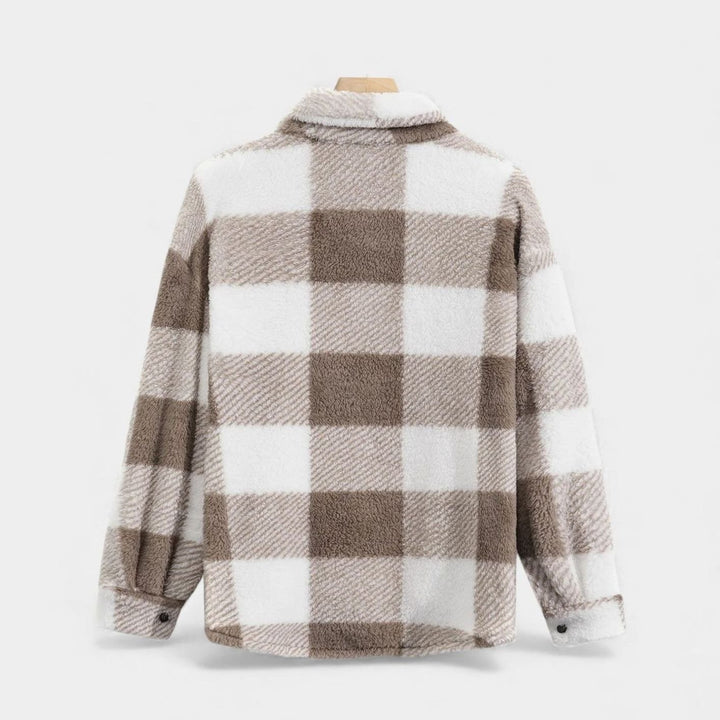 Men's Plaid Fleece Shacket Button-Front Shirt Jacket