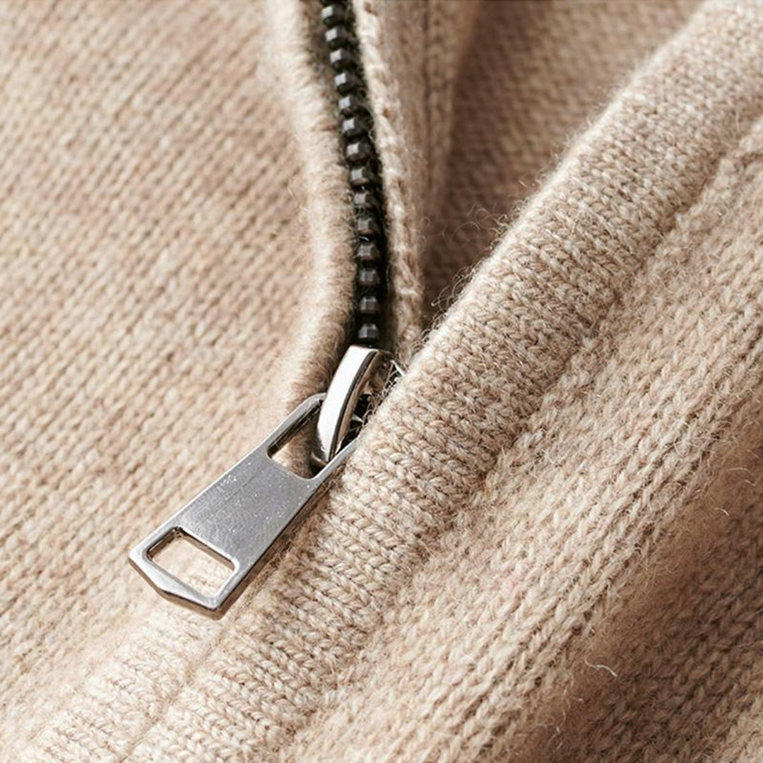 Men's Quarter-Zip Mens Knit Sweater Ribbed Pullover