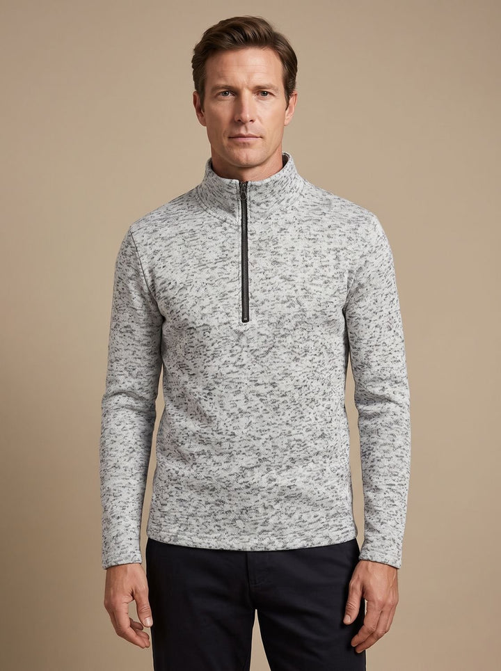 Men's Quarter-Zip Mock Neck Fine Knit Pullover Sweater