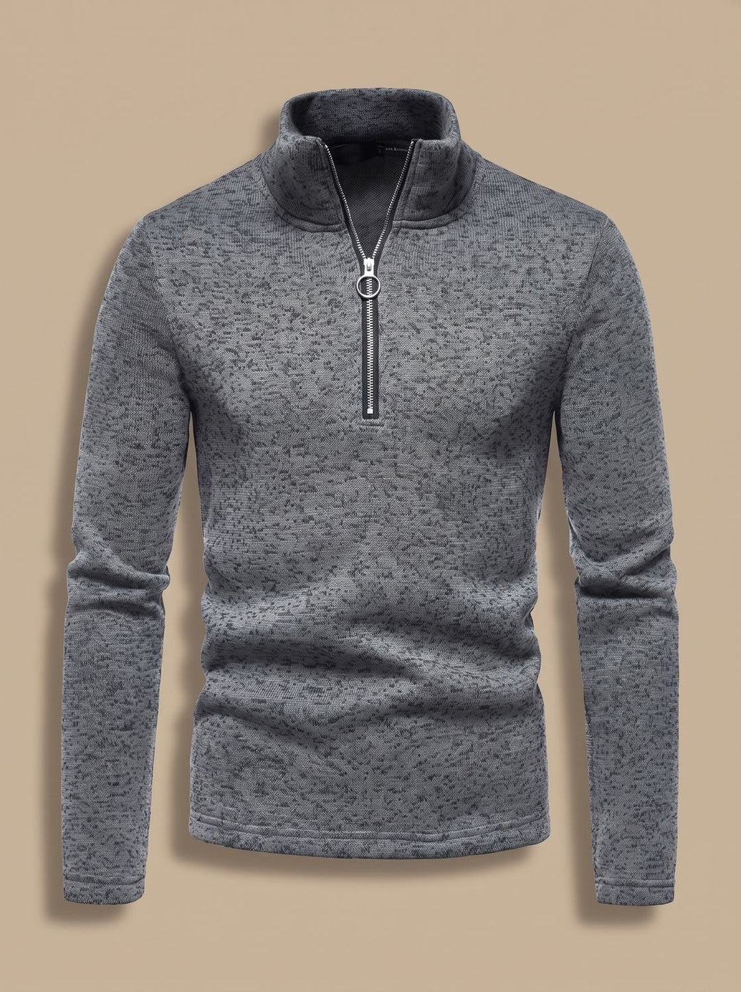 Men's Quarter-Zip Mock Neck Fine Knit Pullover Sweater