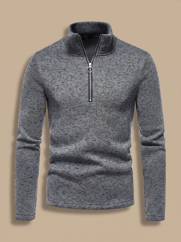 Men's Quarter-Zip Mock Neck Fine Knit Pullover Sweater