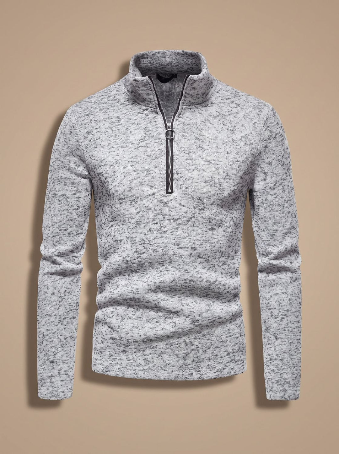 Men's Quarter-Zip Mock Neck Fine Knit Pullover Sweater