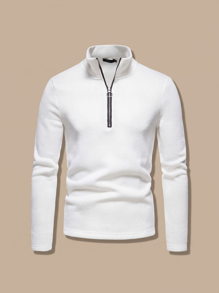 Men's Quarter-Zip Mock Neck Fine Knit Pullover Sweater