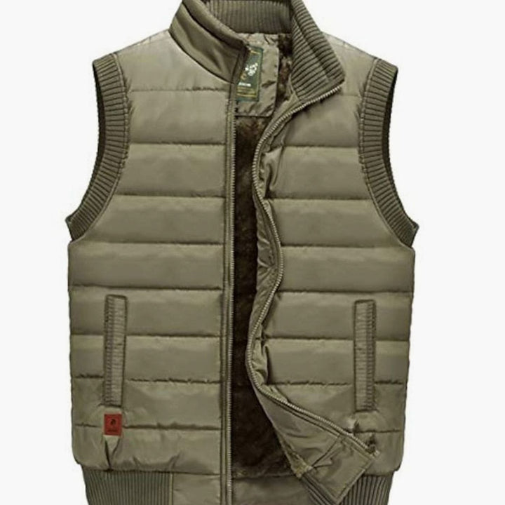 Men's Quilted Fleece-Lined Stand-Collar Sleeveless Vest