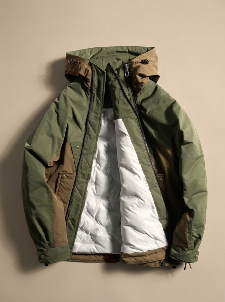 Men's Quilted Hooded Half-Zip Anorak Jacket