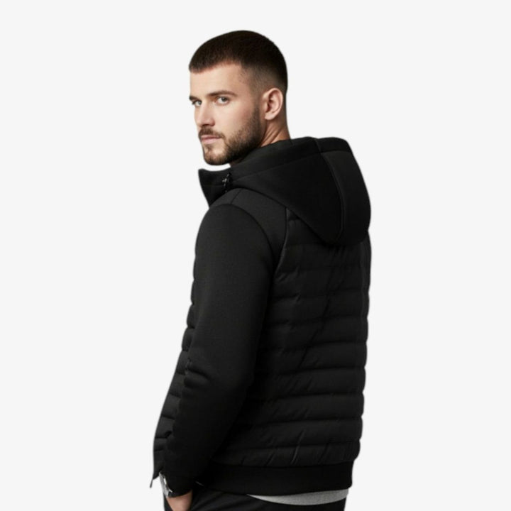 Men's Quilted Hooded Hybrid Puffer Jacket Full-Zip