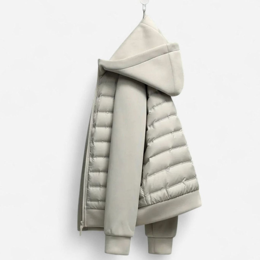 Men's Quilted Hooded Hybrid Puffer Jacket Full-Zip