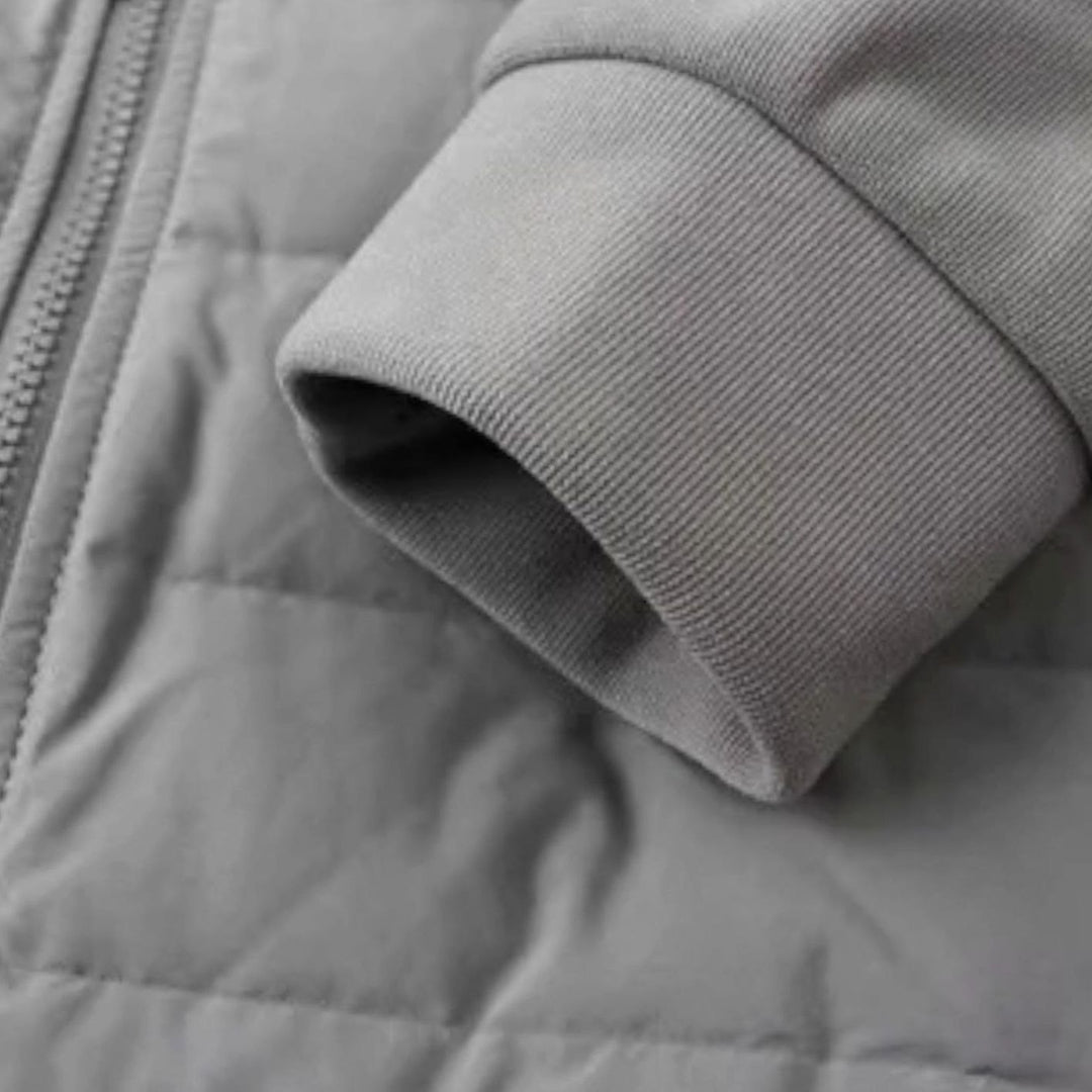 Men's Quilted Hooded Hybrid Puffer Jacket Full-Zip