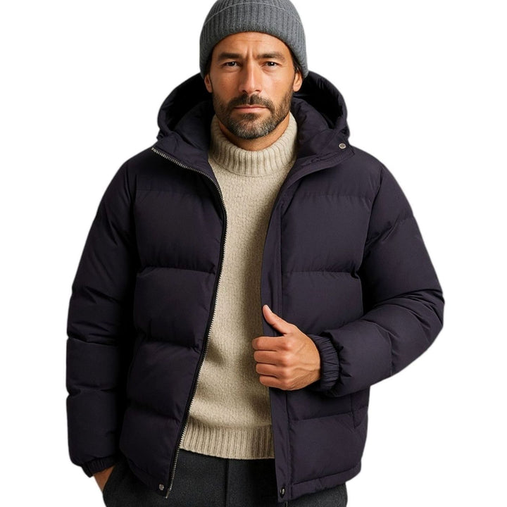 Men's Quilted Hooded Jacket Zip-Up Winter Puffer
