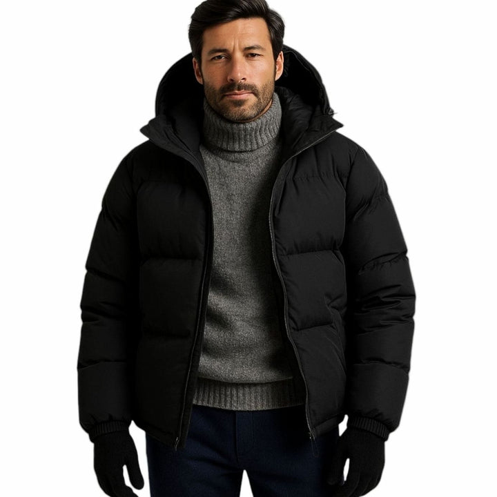 Men's Quilted Hooded Jacket Zip-Up Winter Puffer