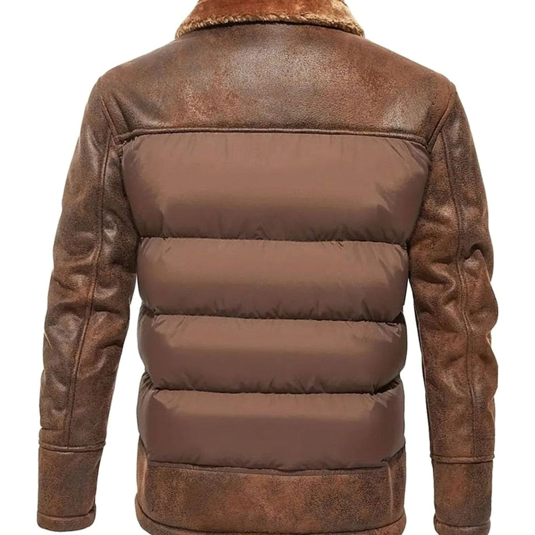 Men's Quilted Jacket Sherpa-Collar Insulated Winter Puffer Coat