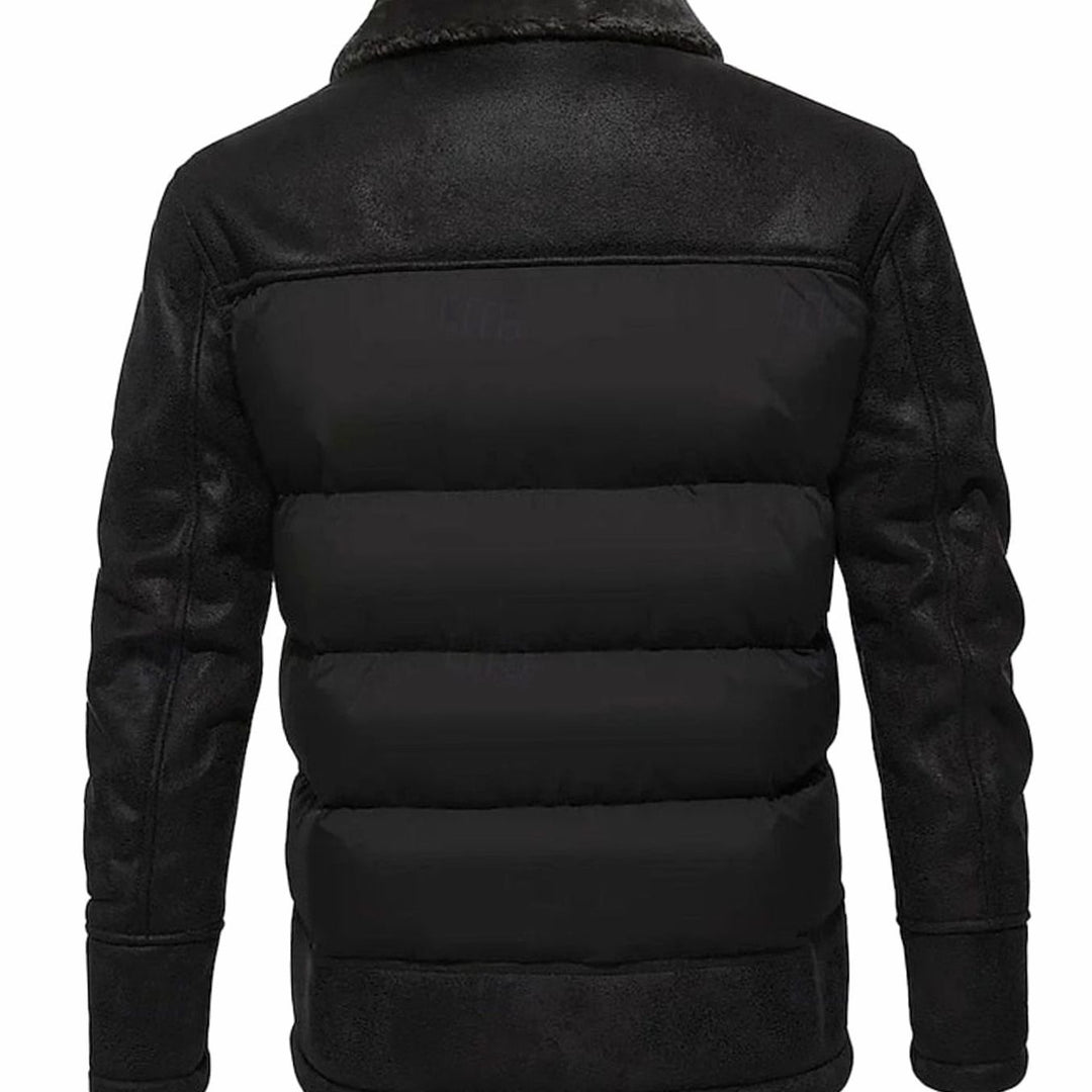 Men's Quilted Jacket Sherpa-Collar Insulated Winter Puffer Coat