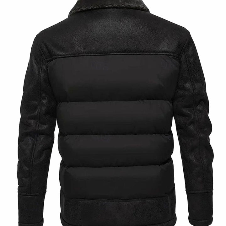 Men's Quilted Jacket Sherpa-Collar Insulated Winter Puffer Coat