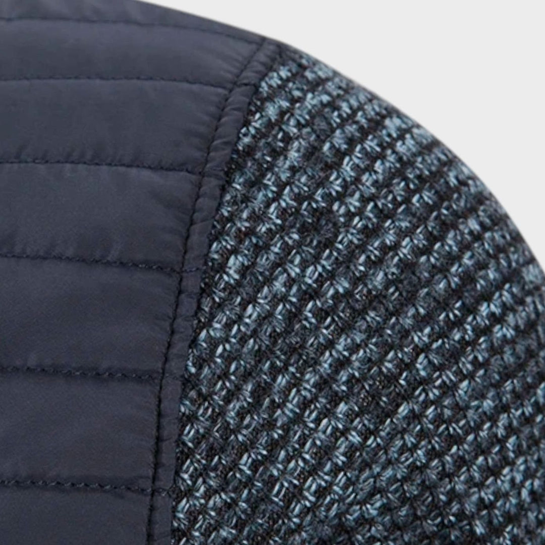 Men's Quilted Puffer Knit-Sleeve Zip-Up Jacket