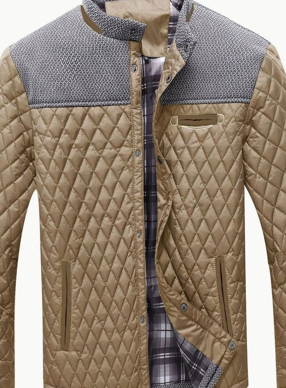 Men's Quilted Stand-Collar Lightweight Zip-Up Jacket