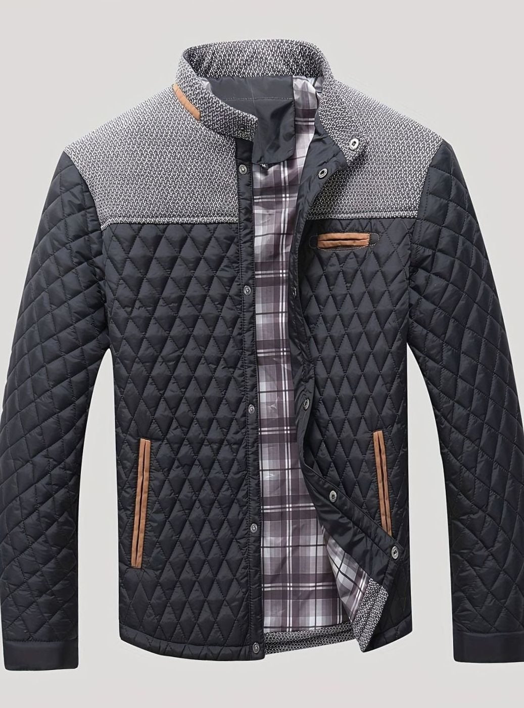 Men's Quilted Stand-Collar Lightweight Zip-Up Jacket