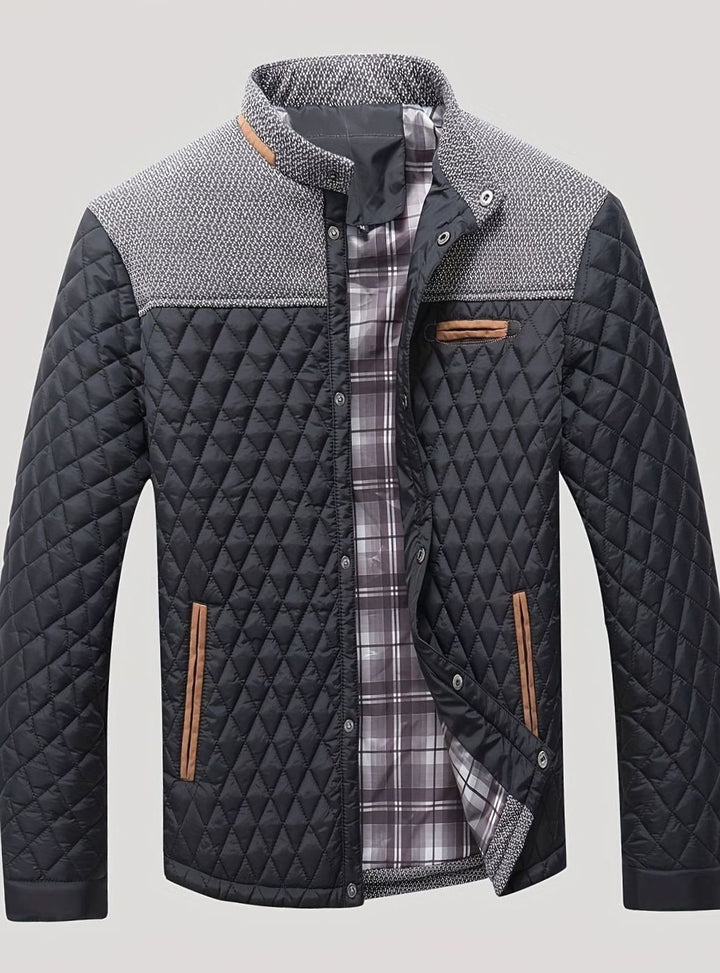 Men's Quilted Stand-Collar Lightweight Zip-Up Jacket